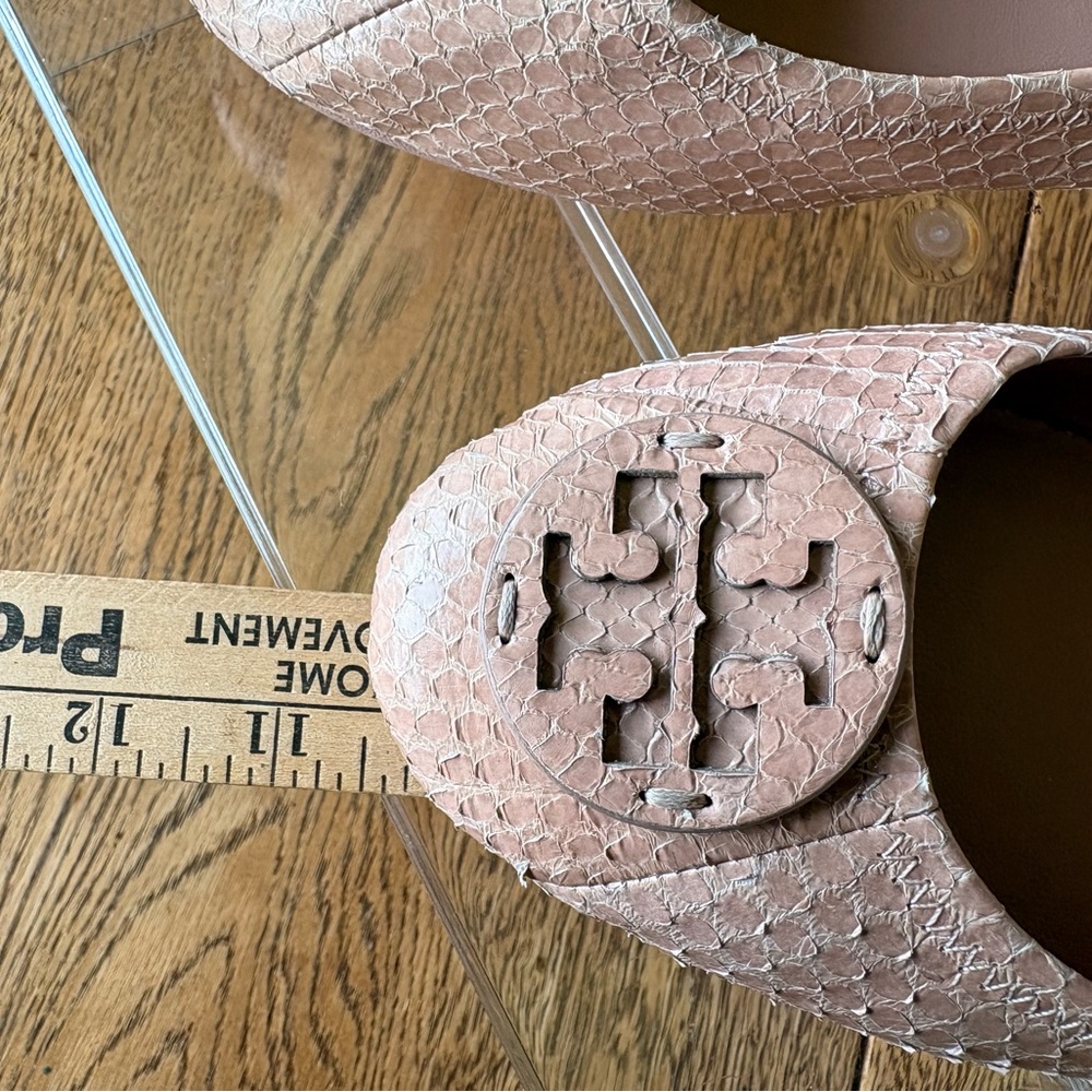 Tory Burch Minnie Embossed Leather Ballet Flat Meadowsweet Pink Size 9 US - Picture 5 of 11